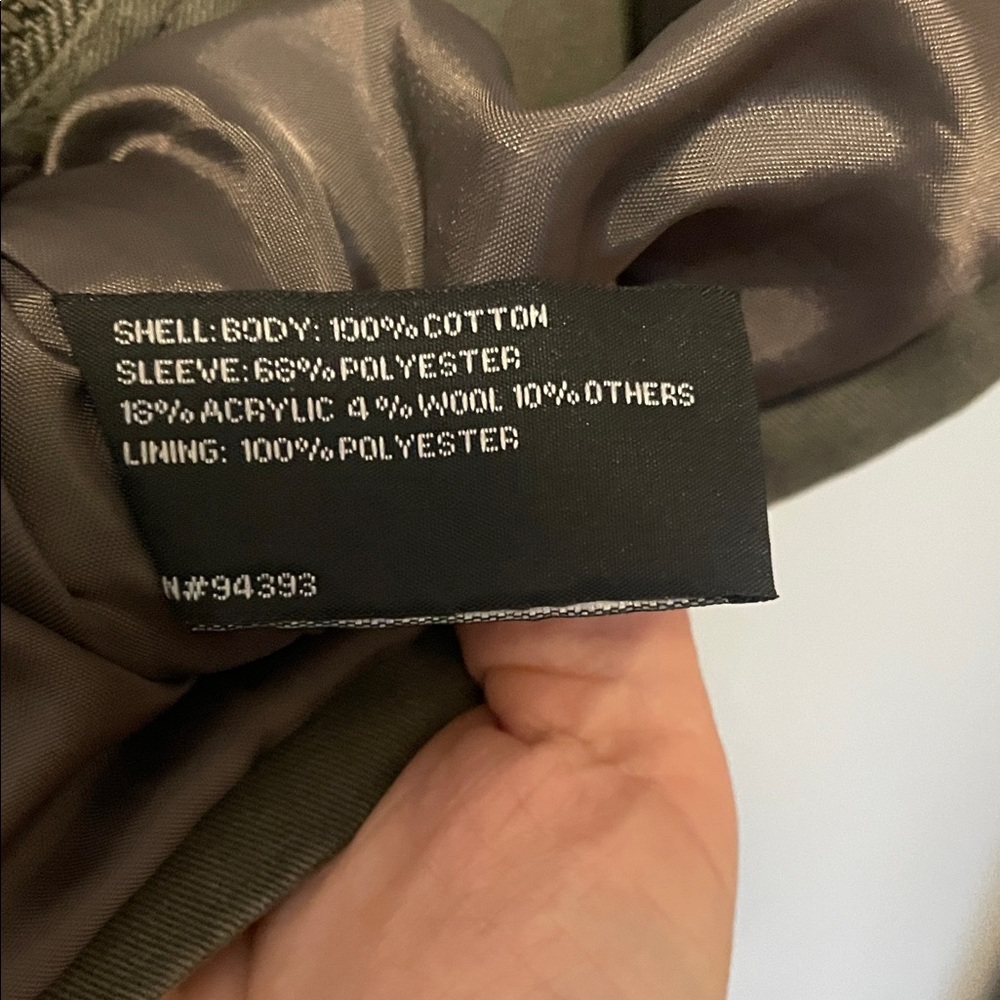 CoffeeShop Olive Utility Jacket with Patterned Sleeves - Picture 4 of 6